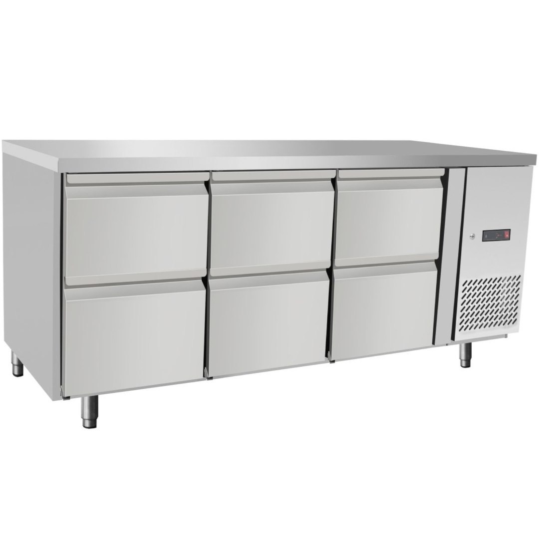 Stół chłodniczy gastronomiczny z 6 szufladami 420 l 400 W 1795x700x879 mm Stół chłodniczy gastronomiczny z 6 szufladami 420 l 400 W 1795x700x879 mm