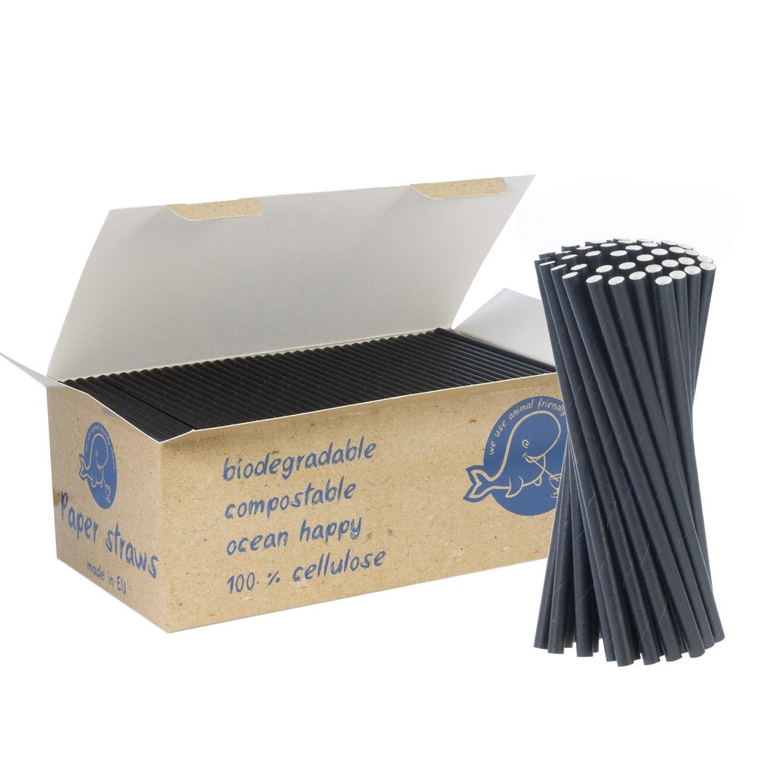 Słomki papierowe BIO ekologiczne PAPER STRAWS 6/150mm – czarne 650szt.
