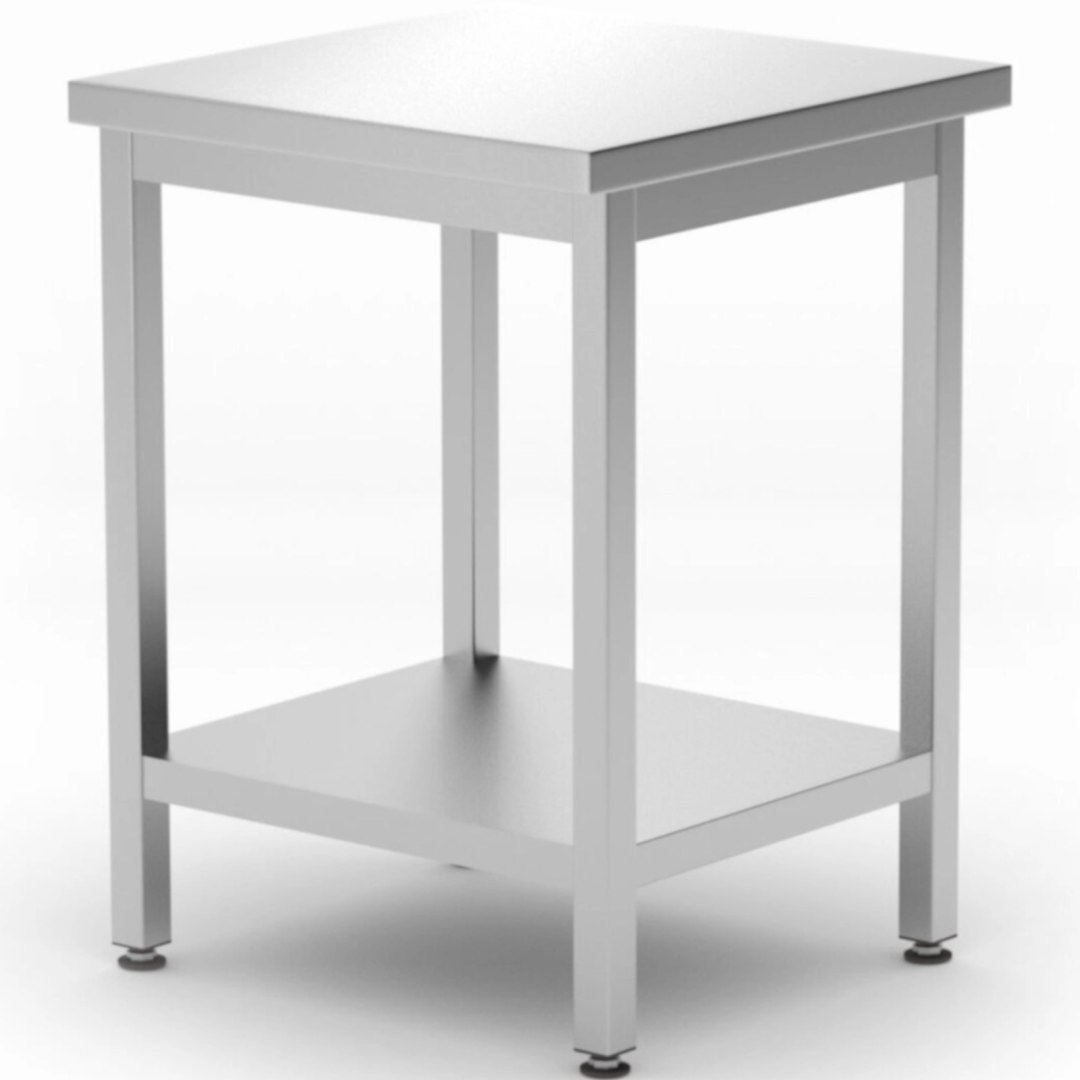 Stół blat roboczy centralny z półką Budget Line 600 x 600 x 850 mm – Hendi 817094