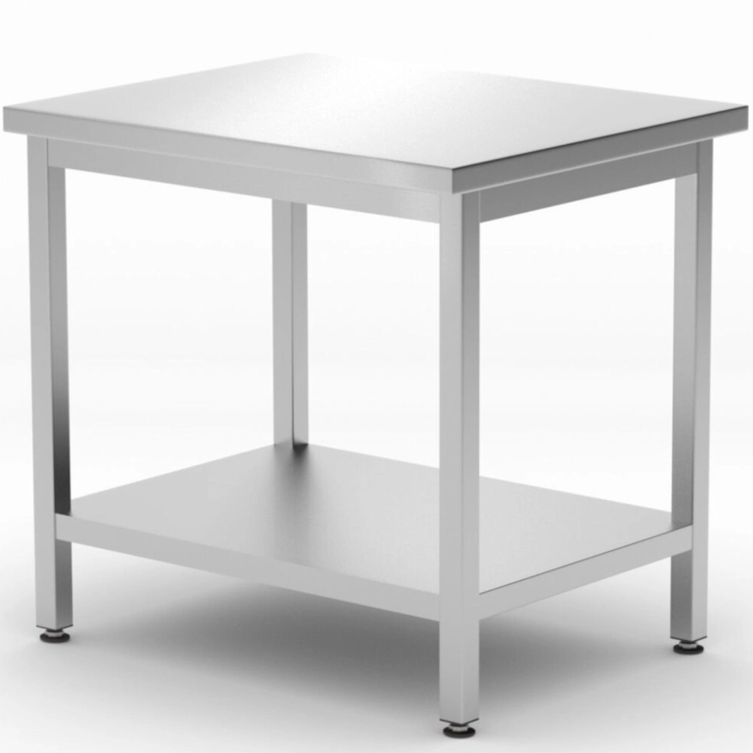Stół blat roboczy centralny z półką Budget Line 800 x 600 x 850 mm – Hendi 817100
