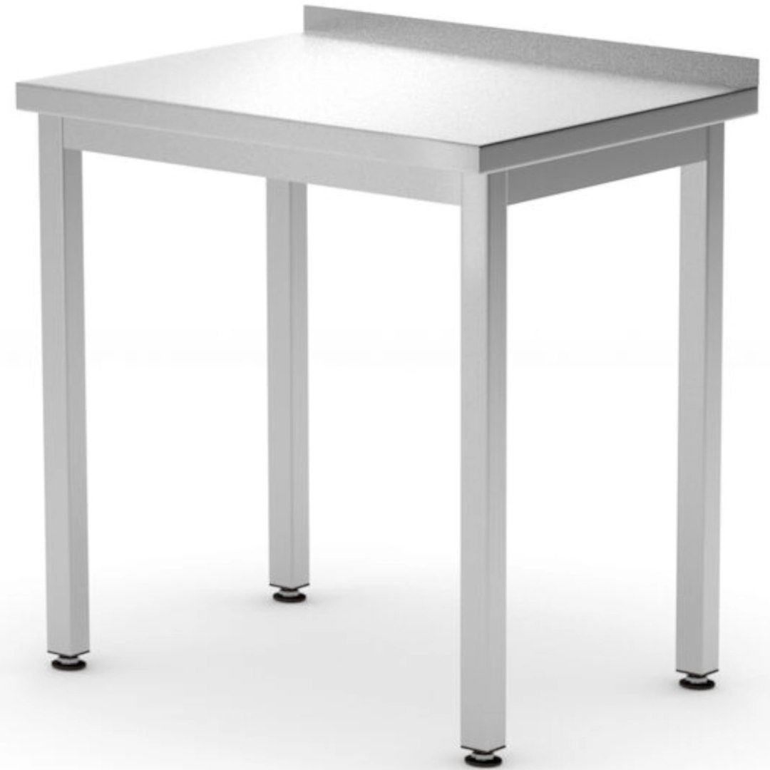 Stół blat roboczy przyścienny z rantem Budget Line STAL 600 x 600 x 850 mm – Hendi 817186