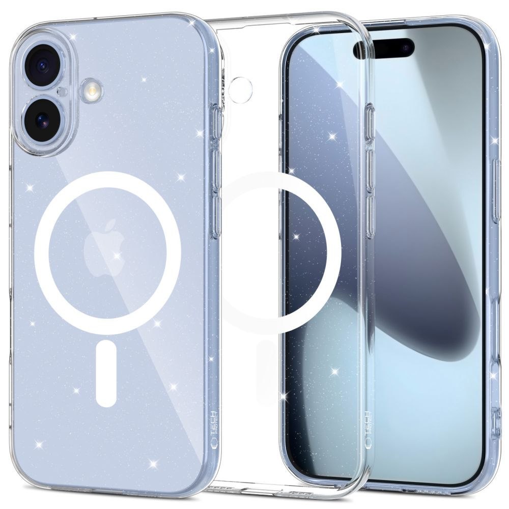 Etui ochronne na iPhone 17 FlexAir MagSafe – przezroczysto-brokatowe