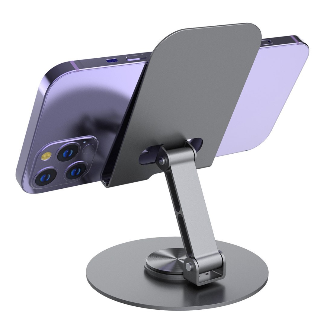 Podstawka stojak obrotowy metalowy pod telefon tablet – szary
