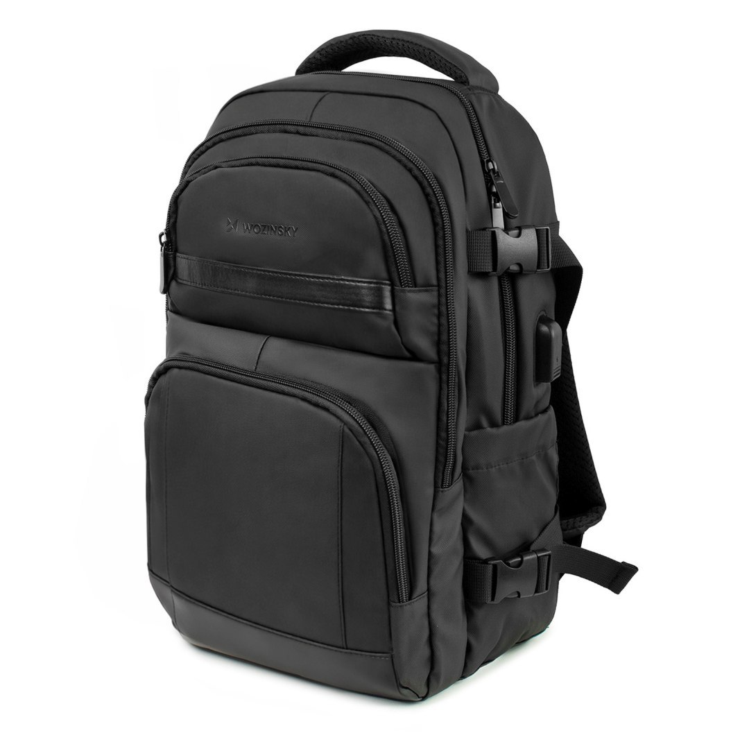 Plecak podróżny do samolotu z kieszenią na laptop 20l 40x20x25 cm – czarny