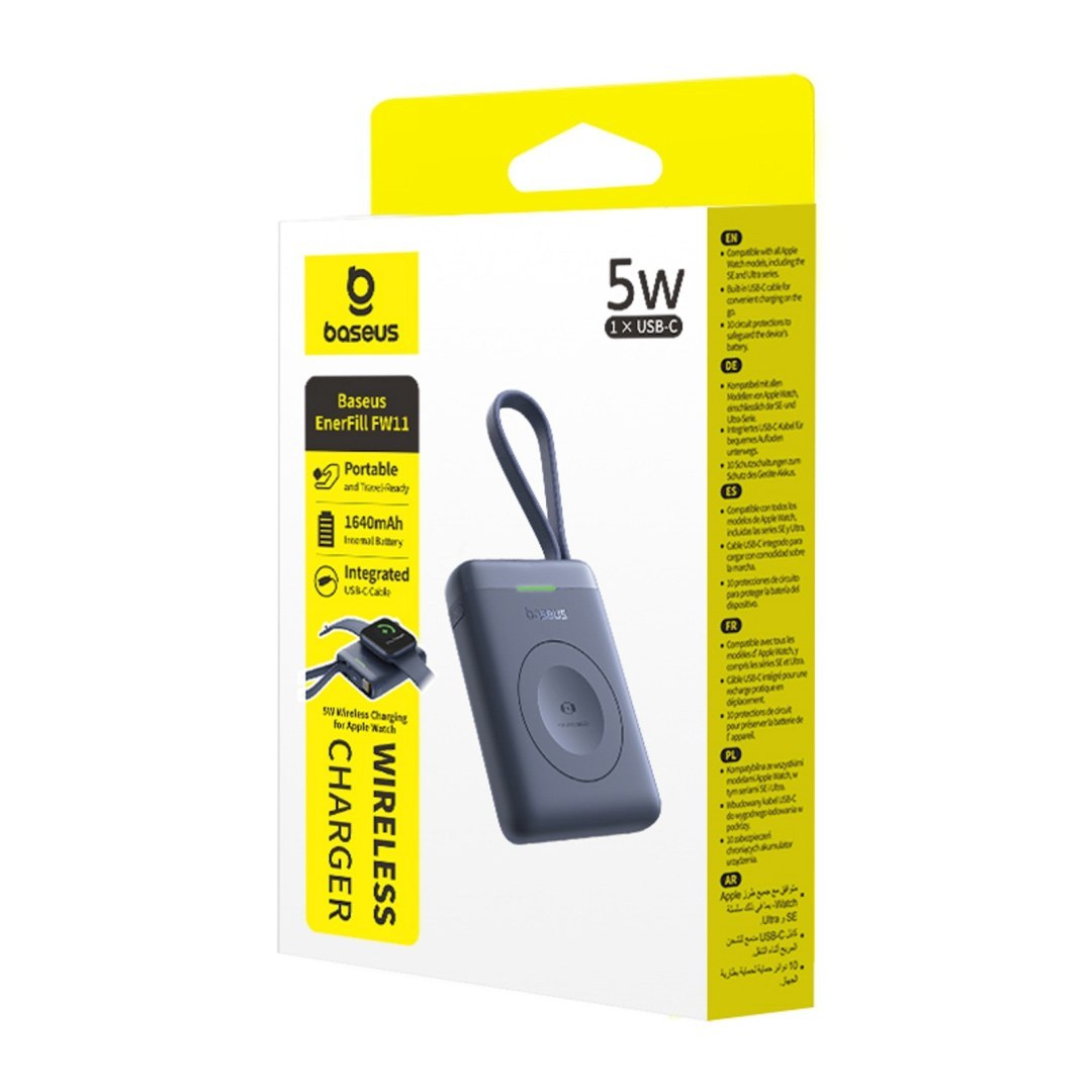 Powerbank 1640 mAh 5W EnerFill FW11 do Apple Watch z wbudowanym kablem – czarny