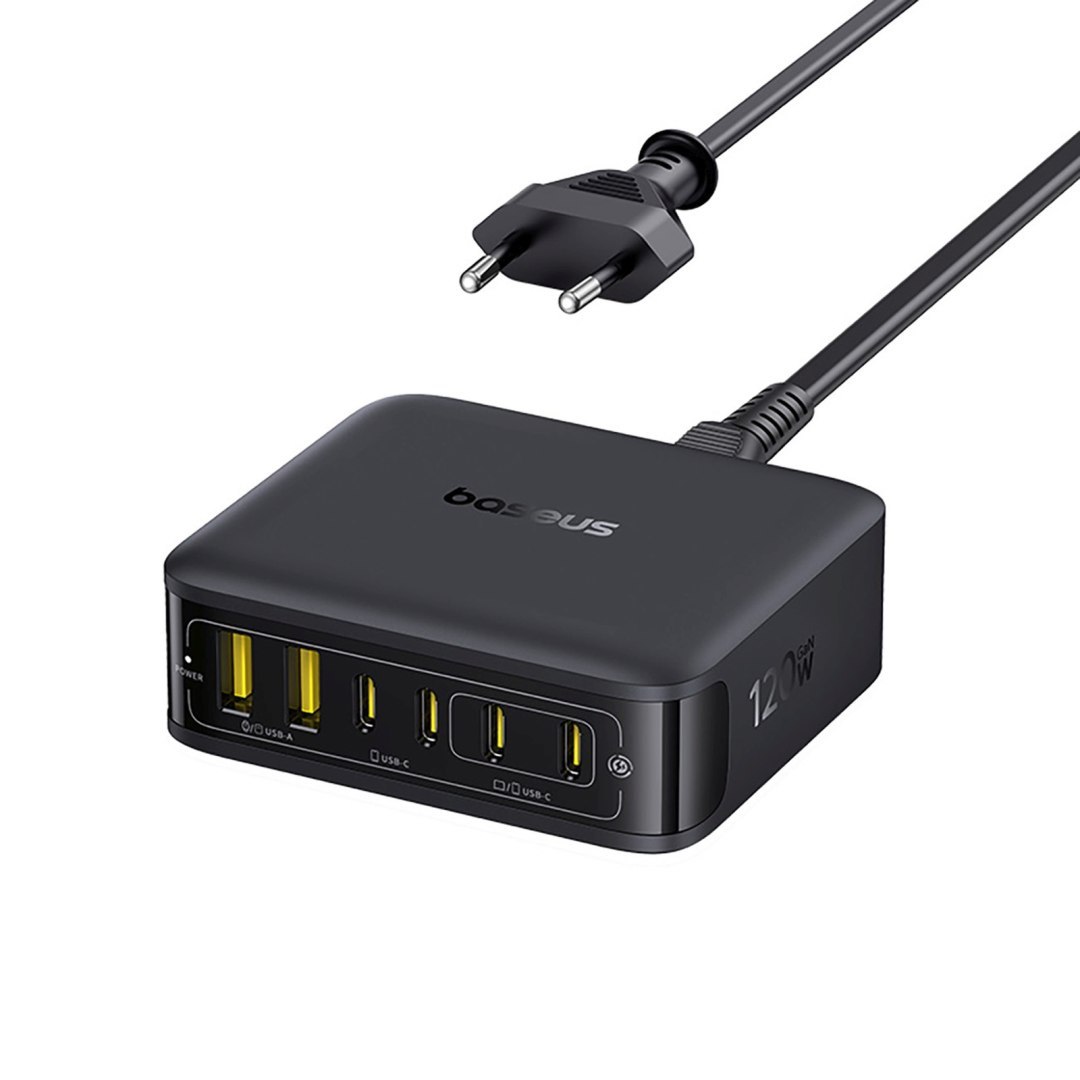 Stacja ładująca 4x USB-C 2x USB-A 120W – czarna Stacja ładująca 4x USB-C 2x USB-A 120W – czarna