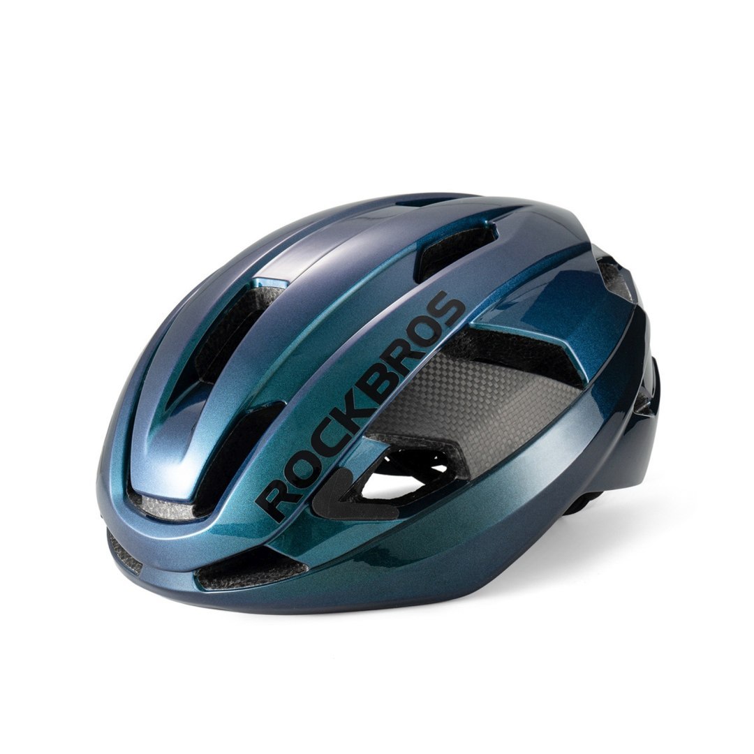 Kask rowerowy LK-15 z włókna węglowego rozmiar L 58-62 cm – niebieski kameleon