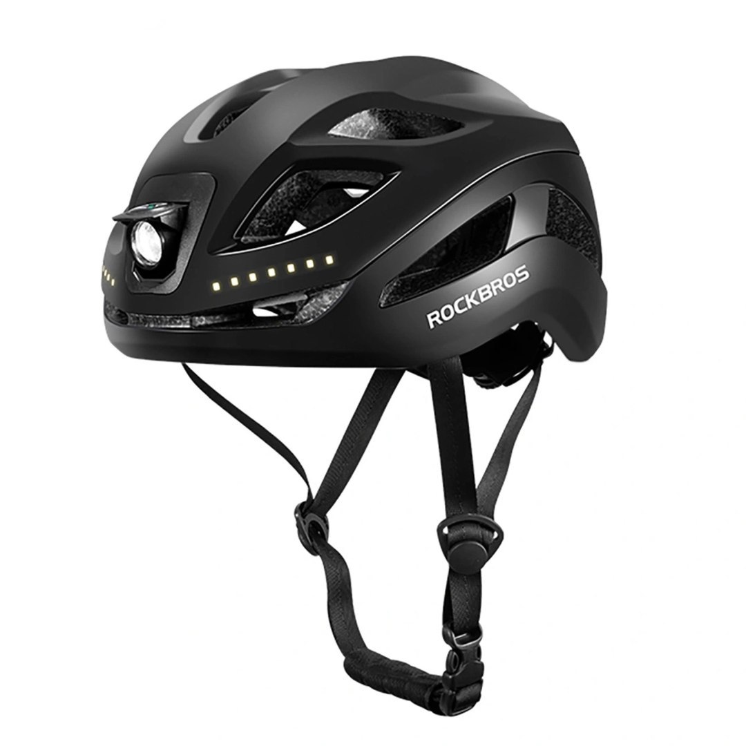 Kask rowerowy ze zintegrowanym oświetleniem wielokierunkowym USB-C 57-61 cm – czarny