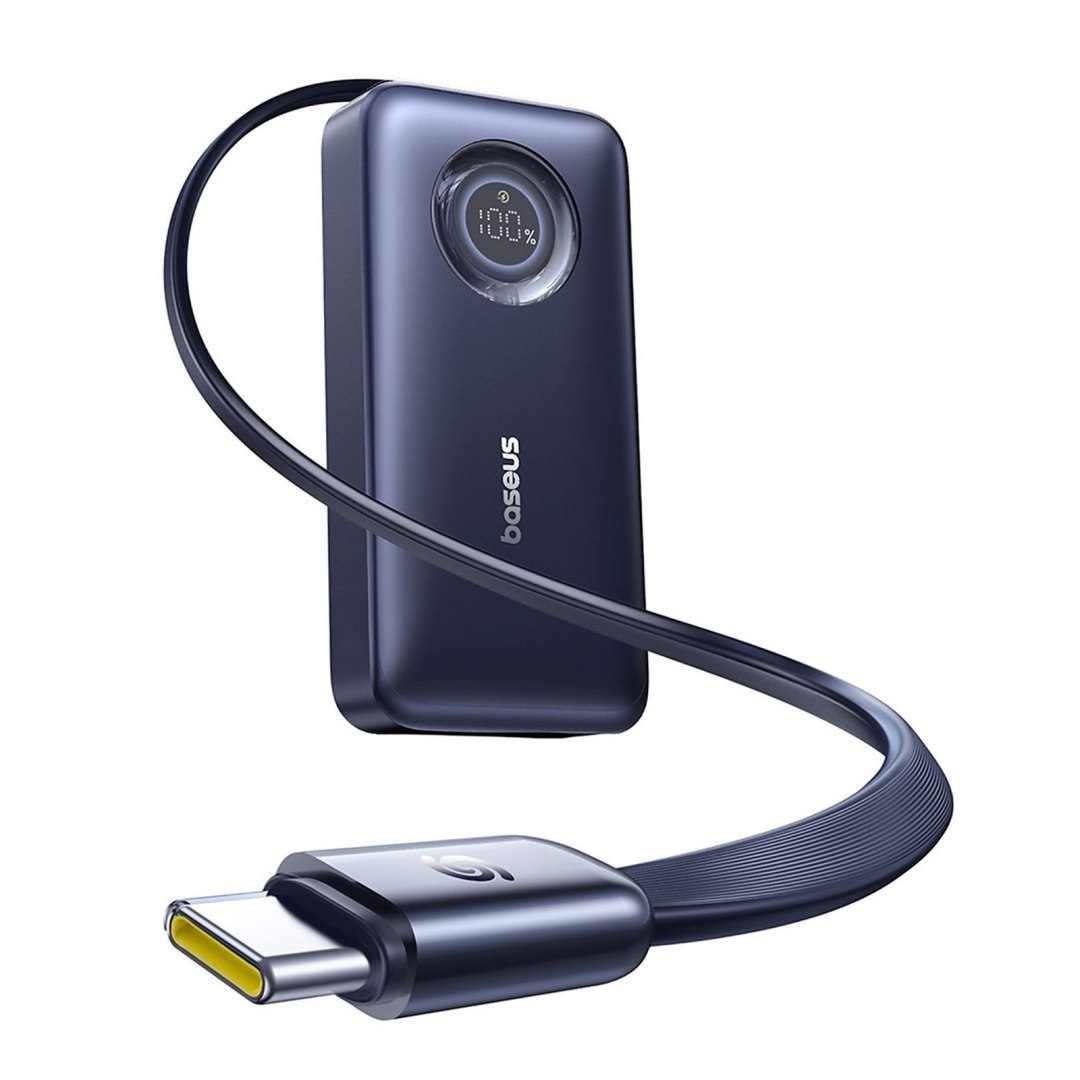 Powerbank 10000mAh 45W USB-C EnerCore CR11 ze zwijanym kablem USB-C – czarny