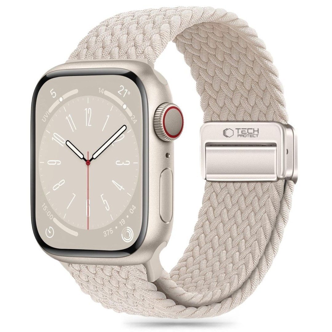Pasek nylonowy Nylonmag do Apple Watch 4/5/6/7/8/9/SE/Ultra 1/2 42/44/45/49 mm – beżowy Pasek nylonowy Nylonmag do Apple Watch 4/5/6/7/8/9/SE/Ultra 1/2 42/44/45/49 mm – beżowy