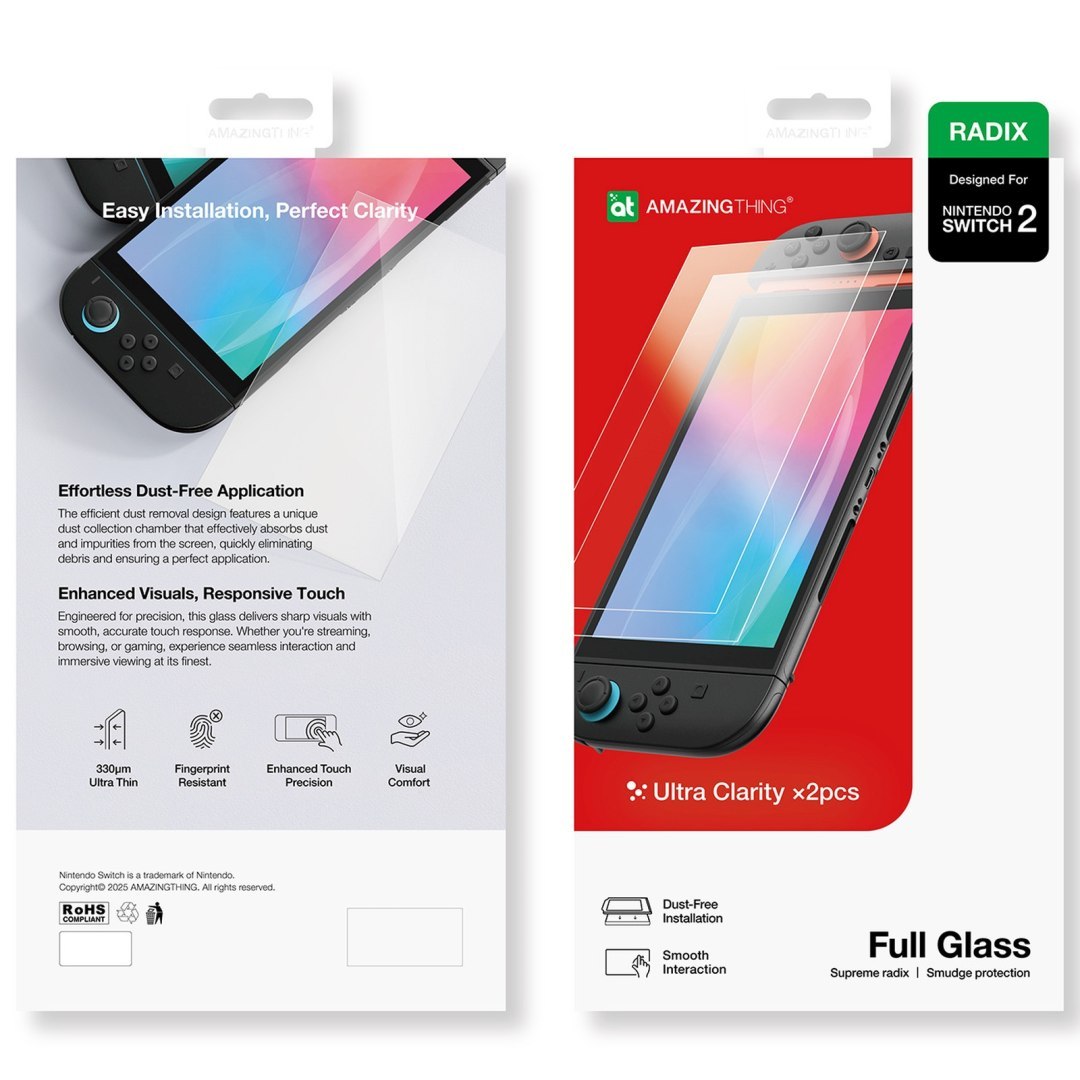 Szkło hartowane do konsoli Nintendo Switch 2 Radix Full Glass – 2 szt.