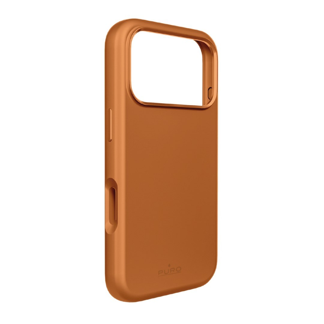 Etui silikonowe z ochroną aparatu i aluminiowymi przyciskami na iPhone 17 Pro MagSafe – pomarańczowe