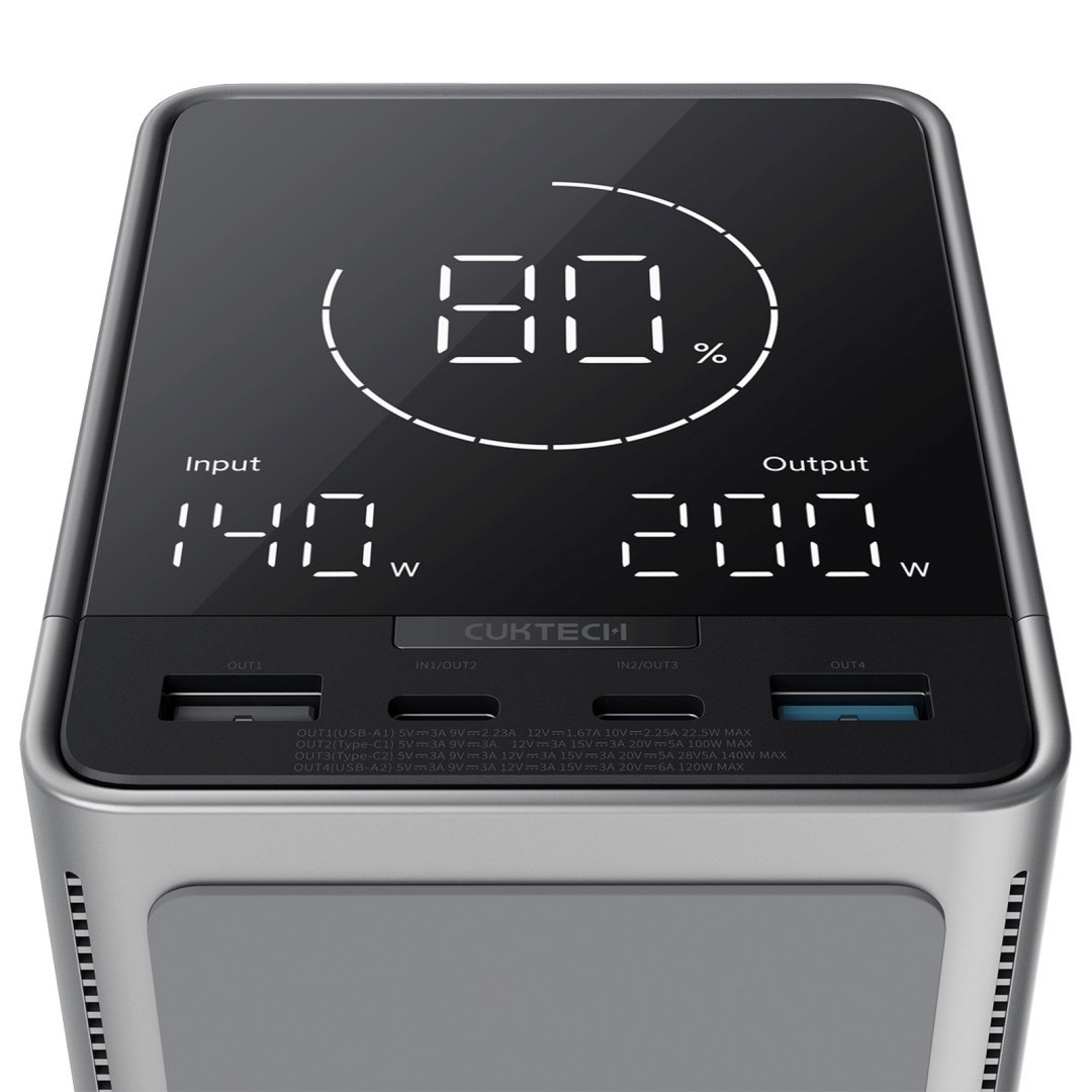 Powerbank z ładowaniem bezprzewodowym 40000mAh USB-C USB-A 300W – czarny