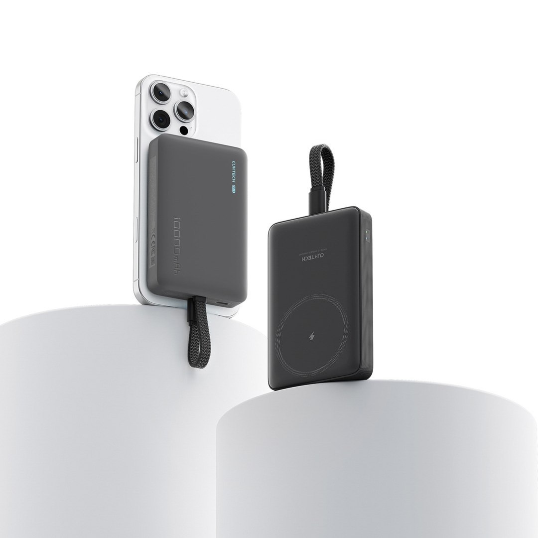 Powerbank magnetyczny 10000mAh USB-C z wbudowanym kablem USB-C MagSafe – czarny Powerbank magnetyczny 10000mAh USB-C z wbudowanym kablem USB-C MagSafe – czarny