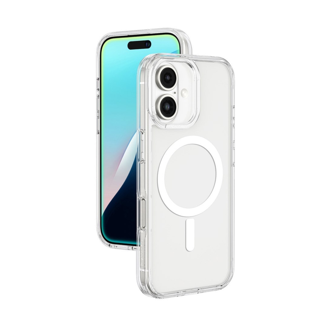 Etui silikonowe z pierścieniem magnetycznym do iPhone 16 – przezroczyste