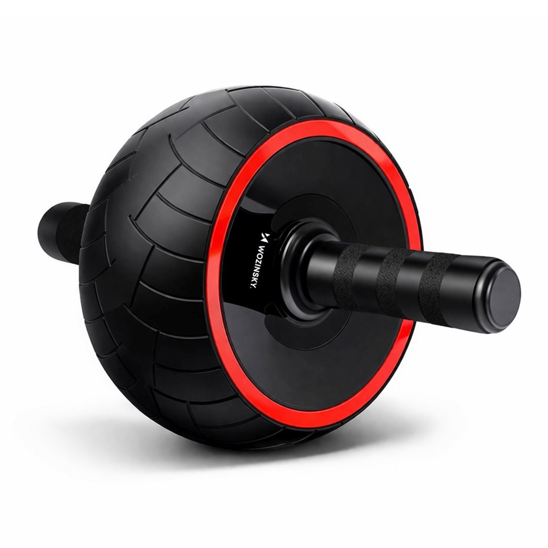 Kółko do ćwiczeń mięśni brzucha ab wheel z matą – czarne