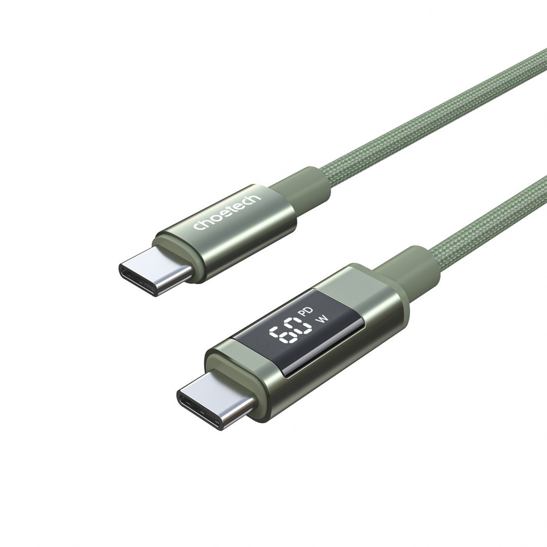 Kabel przewód USB-C z wyświetlaczem PD 60 W 1.2 m – zielony Kabel przewód USB-C z wyświetlaczem PD 60 W 1.2 m – zielony