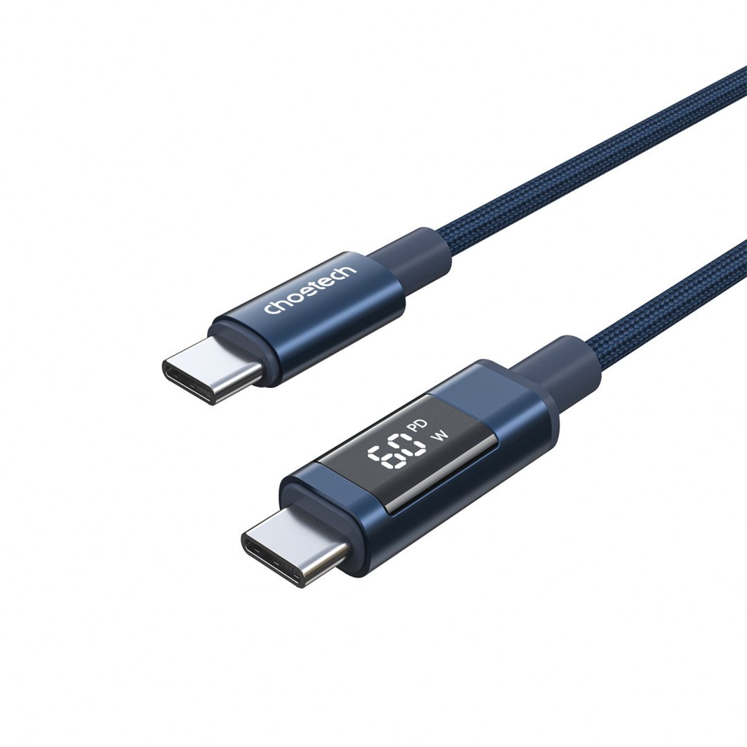 Kabel przewód USB-C z wyświetlaczem PD 60 W 1.2 m – niebieski Kabel przewód USB-C z wyświetlaczem PD 60 W 1.2 m – niebieski