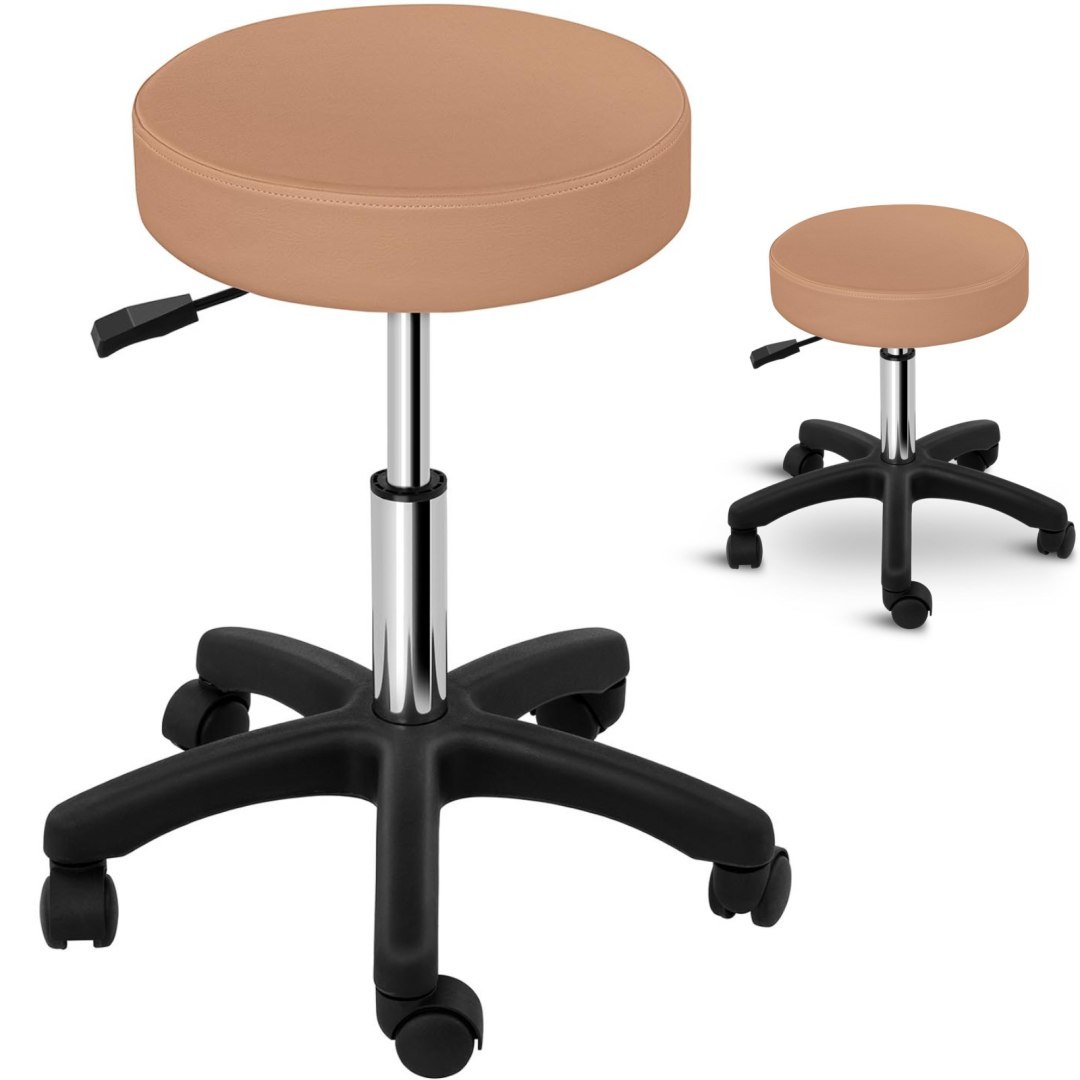 Taboret stołek kosmetyczny obrotowy na kółkach Physa AVERSA – cappucino