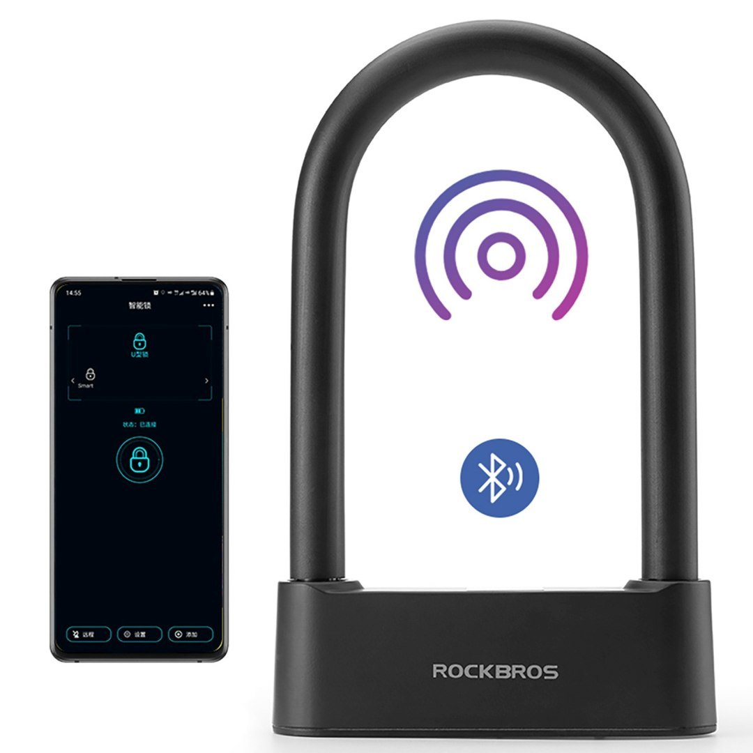 Zapięcie rowerowe SMART z czytnikiem linii papilarnych i Bluetooth – czarne Zapięcie rowerowe SMART z czytnikiem linii papilarnych i Bluetooth – czarne