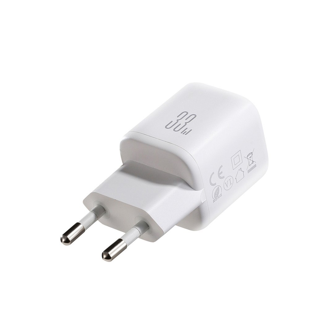 Ładowarka sieciowa USB-A USB-C 33W z kablem 60W USB-C do USB-C 1m – biała