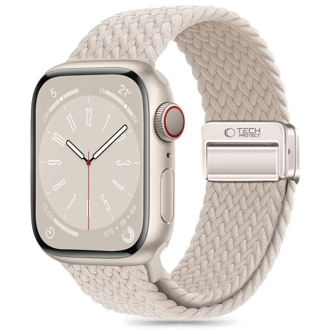 Pasek nylonowy Nylonmag na Apple Watch 4/5/6/7/8/9/SE 38/40/41 mm – beżowy