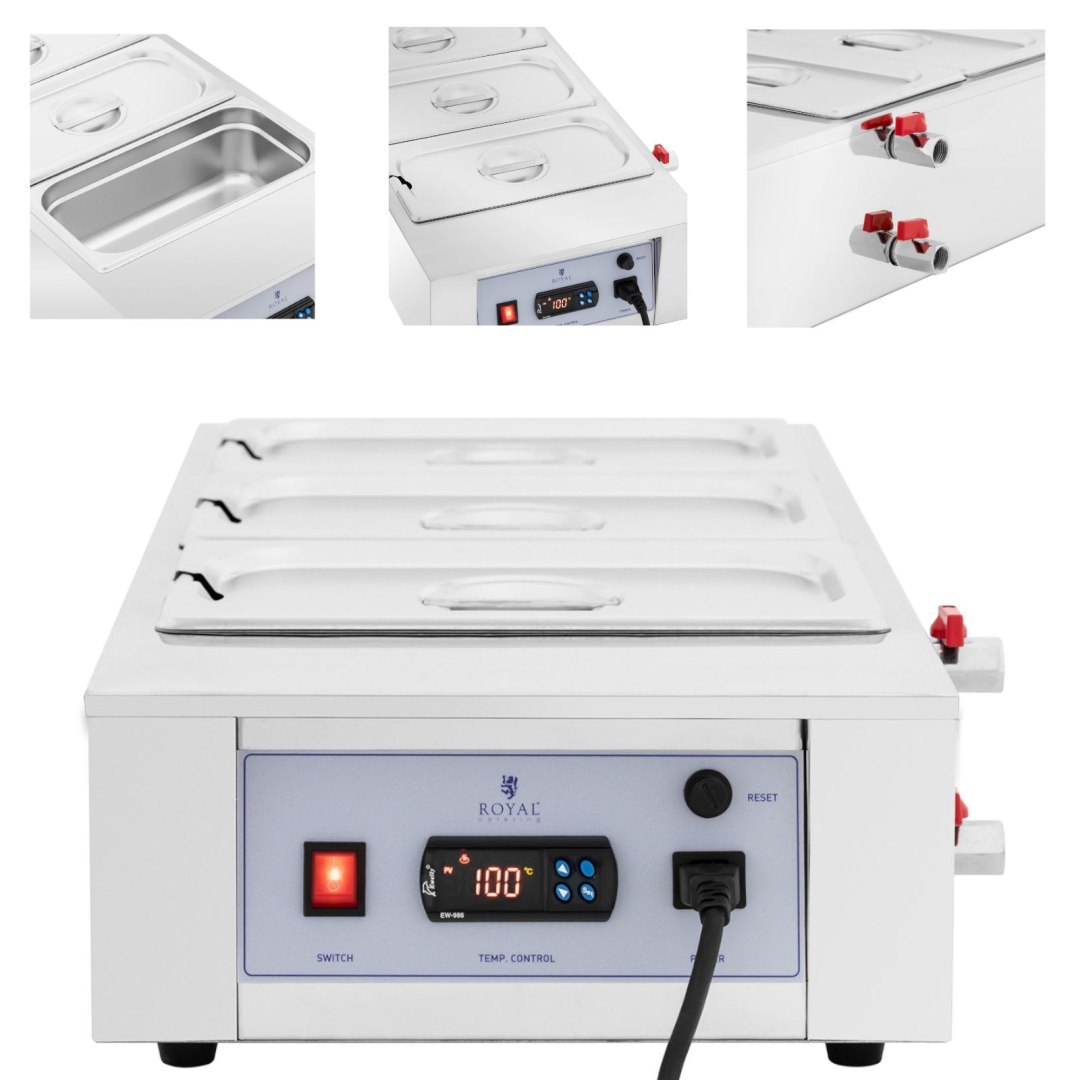 Podgrzewacz do czekolady sosów polew elektryczny 3 x 3.2 l 1500 W Podgrzewacz do czekolady sosów polew elektryczny 3 x 3.2 l 1500 W