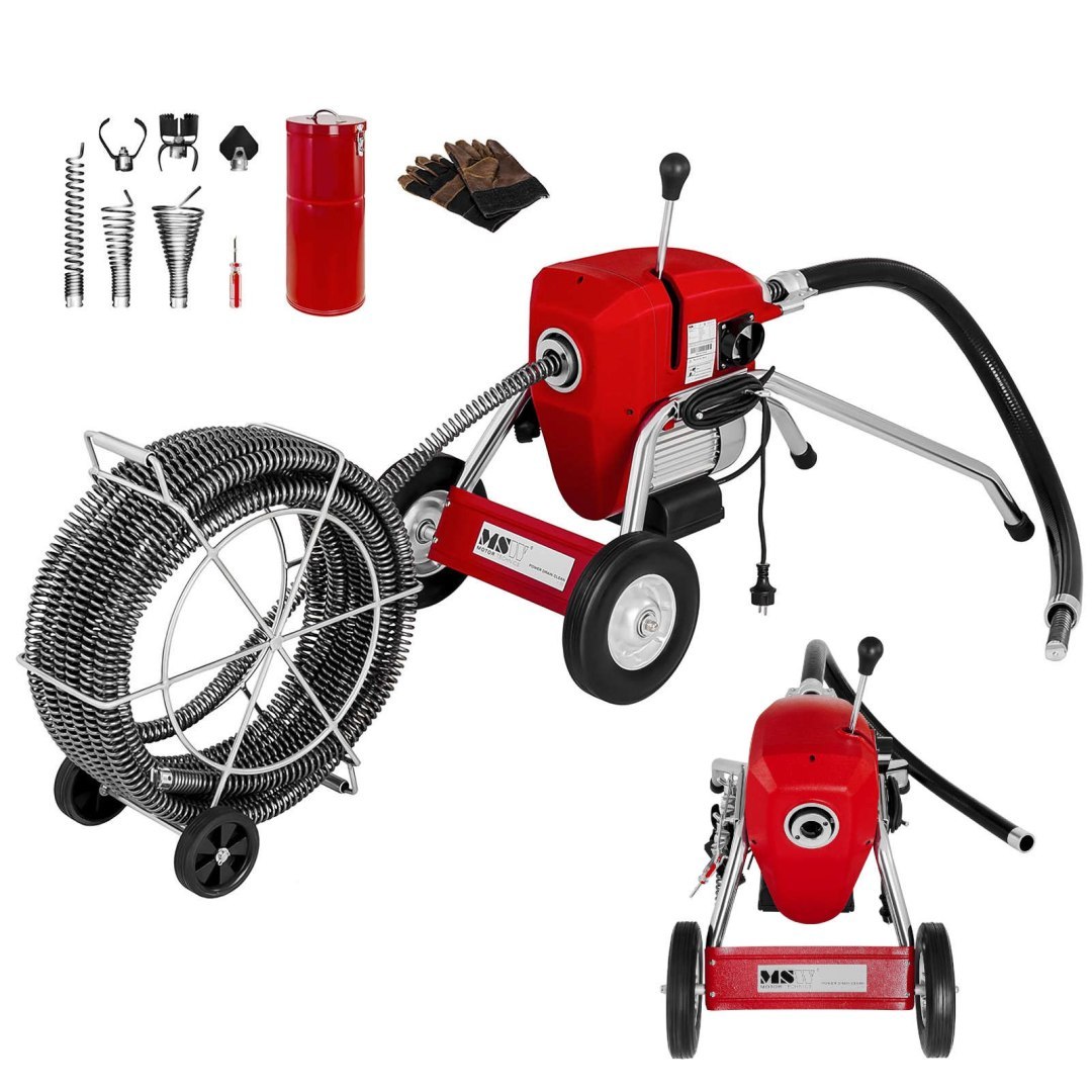 Elektryczna maszyna przepychacz udrażniacz do rur 1100W śr. 32mm MSW POWER DRAIN CLEAN 4.6E + akcesoria Elektryczna maszyna przepychacz udrażniacz do rur 1100W śr. 32mm MSW POWER DRAIN CLEAN 4.6E + akcesoria