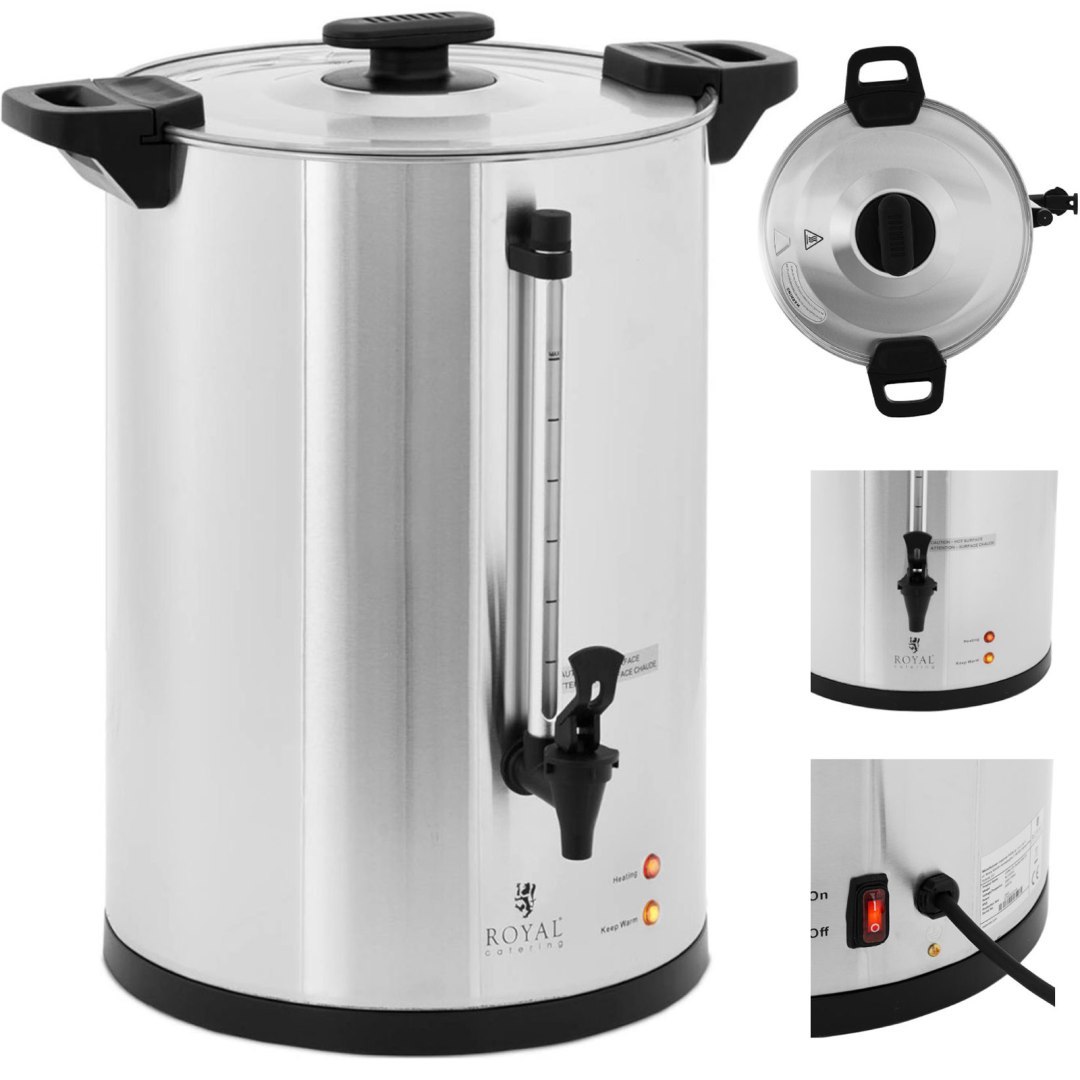 Zaparzacz do kawy herbaty z kranem 20 l 1650 W srebrny Zaparzacz do kawy herbaty z kranem 20 l 1650 W srebrny