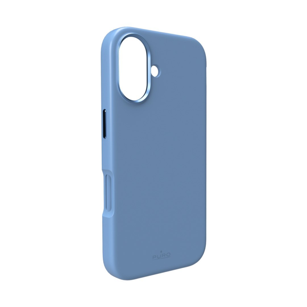 Etui z aluminiowymi przyciskami na iPhone 17 Icon Mag Pro Liquid Silicone MagSafe – niebieskie
