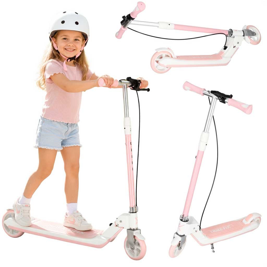 Hulajnoga dla dzieci TRIKE FIX dwukołowa LED składana podwójne hamulce różowa Hulajnoga dla dzieci TRIKE FIX dwukołowa LED składana podwójne hamulce różowa