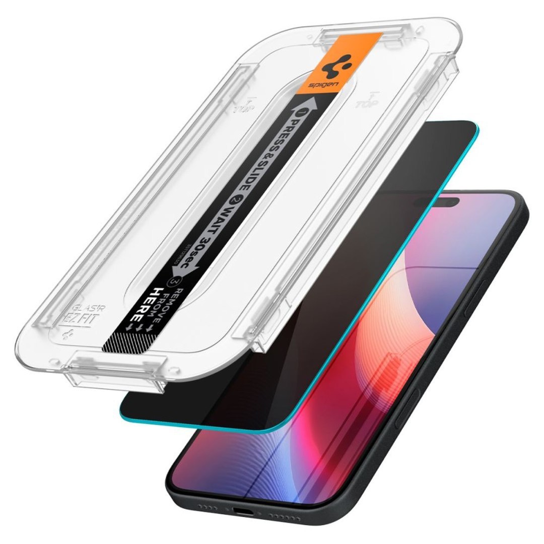 Szkło hartowane prywatyzujące na iPhone 15 / 16 z adapterem Glas.tR EzFit – 2 szt. Szkło hartowane prywatyzujące na iPhone 15 / 16 z adapterem Glas.tR EzFit – 2 szt.