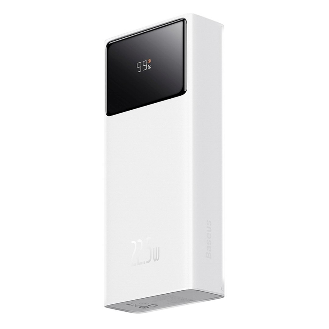 Powerbank 20000mAh USB-A USB-C z wyświetlaczem kablem 22.5W – biały Powerbank 20000mAh USB-A USB-C z wyświetlaczem kablem 22.5W – biały