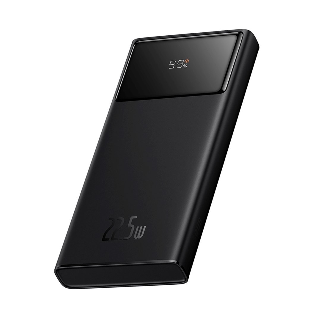 Powerbank 10000mAh USB-A USB-C z wyświetlaczem kablem 22.5W – czarny Powerbank 10000mAh USB-A USB-C z wyświetlaczem kablem 22.5W – czarny