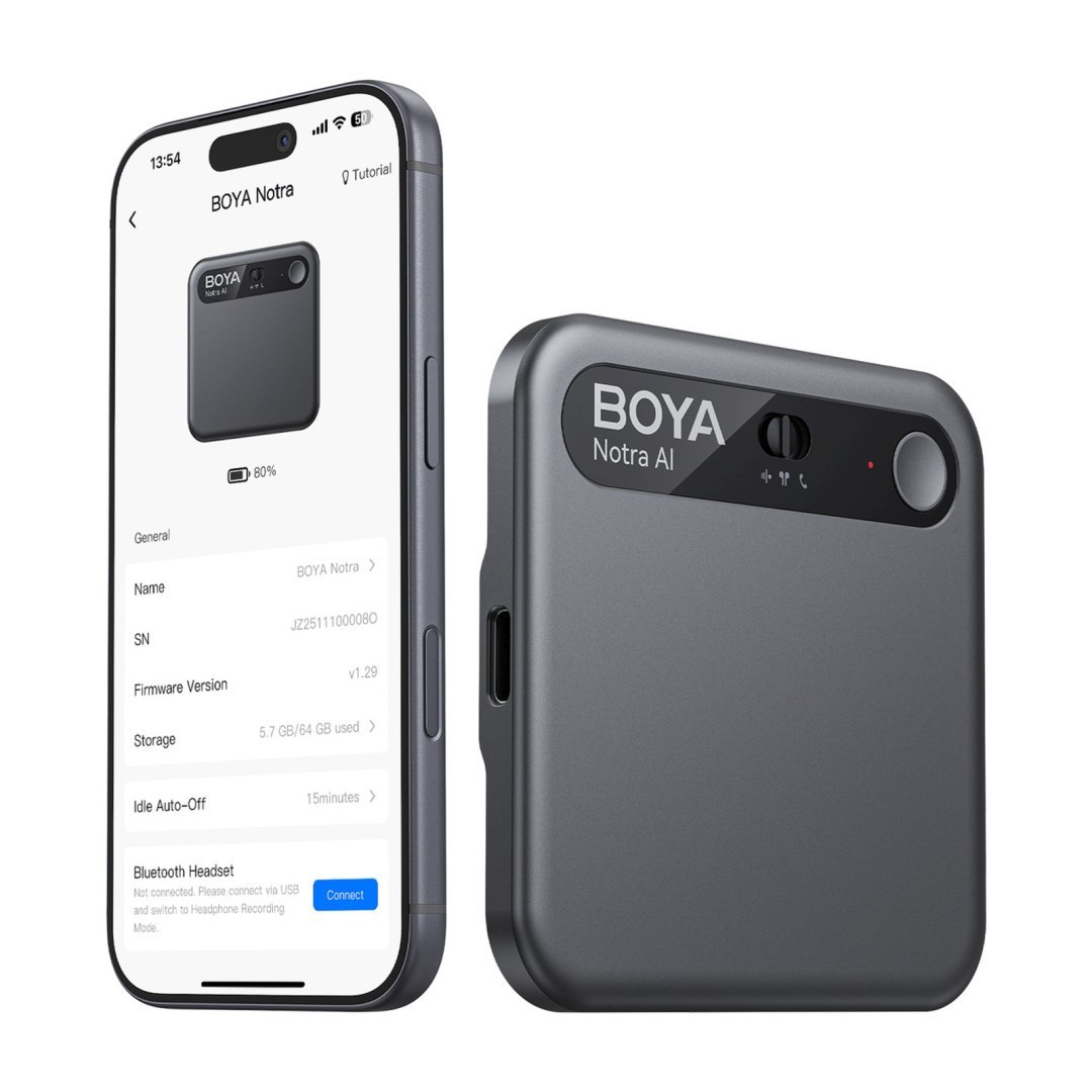 Rejestrator głosu z transkrypcją AI 64GB 610mAh – czarny