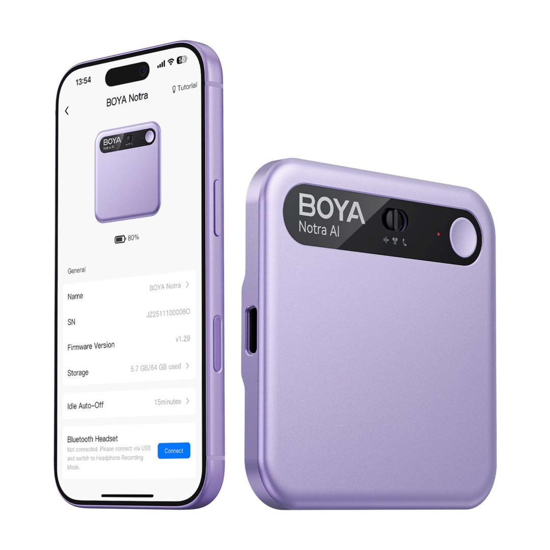 Rejestrator głosu z transkrypcją AI 64GB 610mAh – fioletowy
