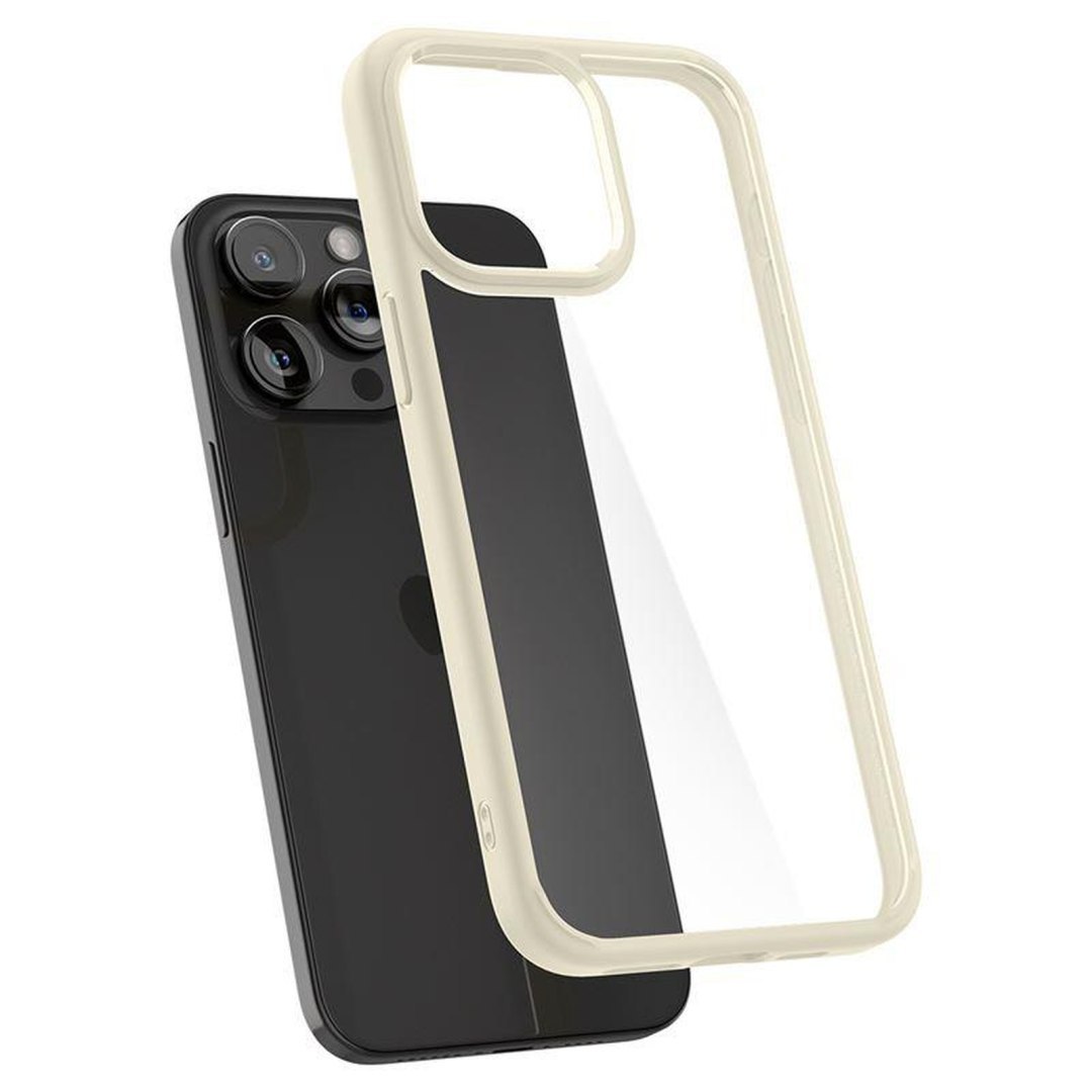 Etui pokrowiec na iPhone 15 Pro Max Crystal Hybrid – przezroczysto beżowe Etui pokrowiec na iPhone 15 Pro Max Crystal Hybrid – przezroczysto beżowe