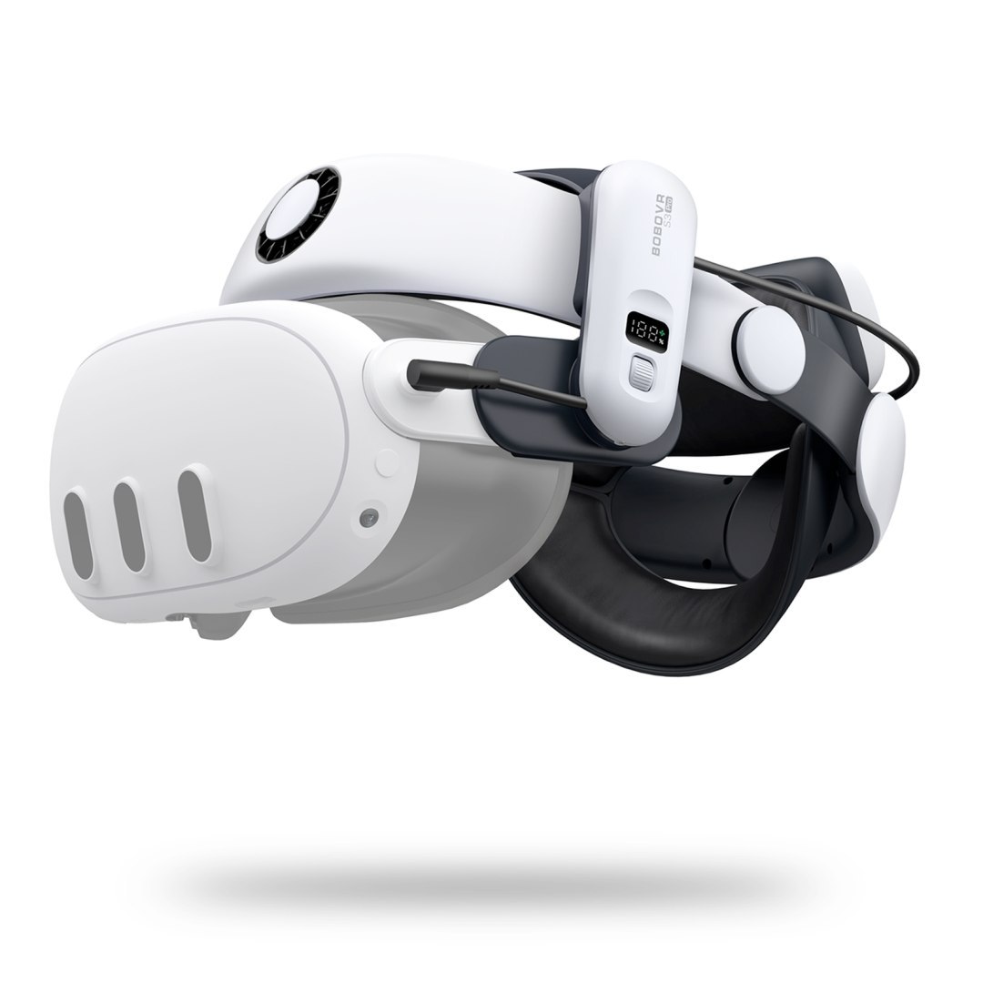 Pasek odciążający do gogli VR Meta Quest 3 z baterią zewnętrzną – biało czarny