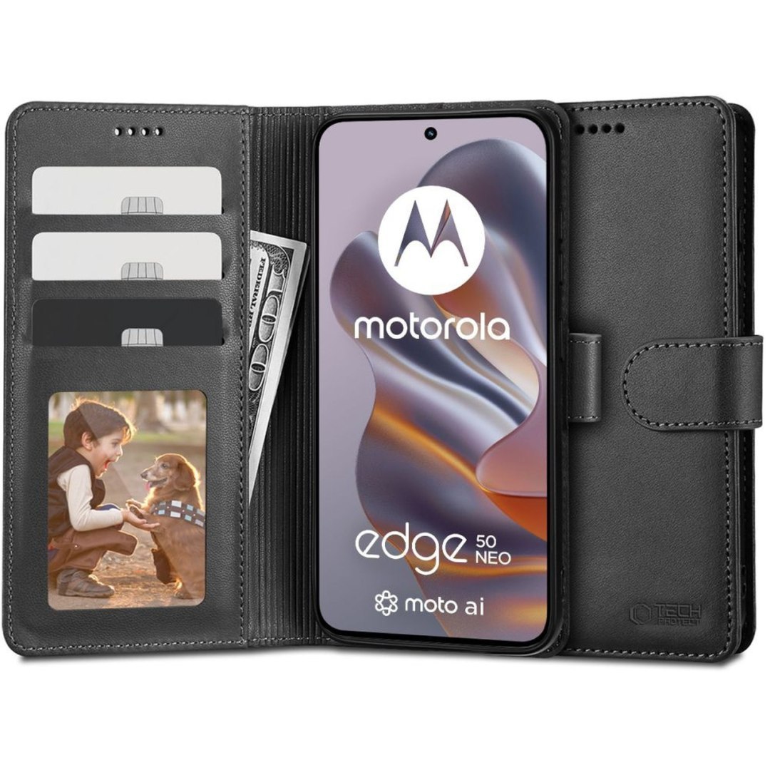 Etui pokrowiec futerał z klapką na Motorola EDGE 50 NEO Wallet – czarny