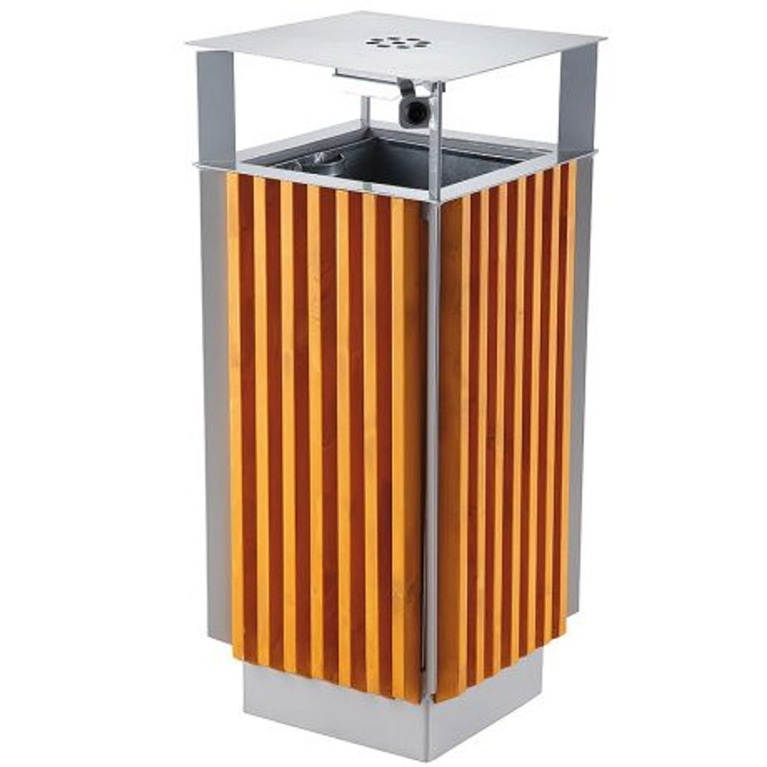 Kosz miejski z popielnicą i wyjmowanym wkładem metal + drewno 65L Kosz miejski z popielnicą i wyjmowanym wkładem metal + drewno 65L