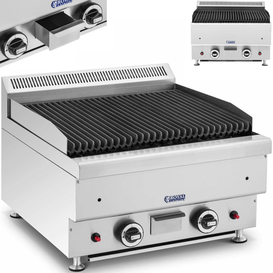 Grill lawowy na gaz ziemny ryflowany 50 x 47 cm 2 x 7200 W Grill lawowy na gaz ziemny ryflowany 50 x 47 cm 2 x 7200 W