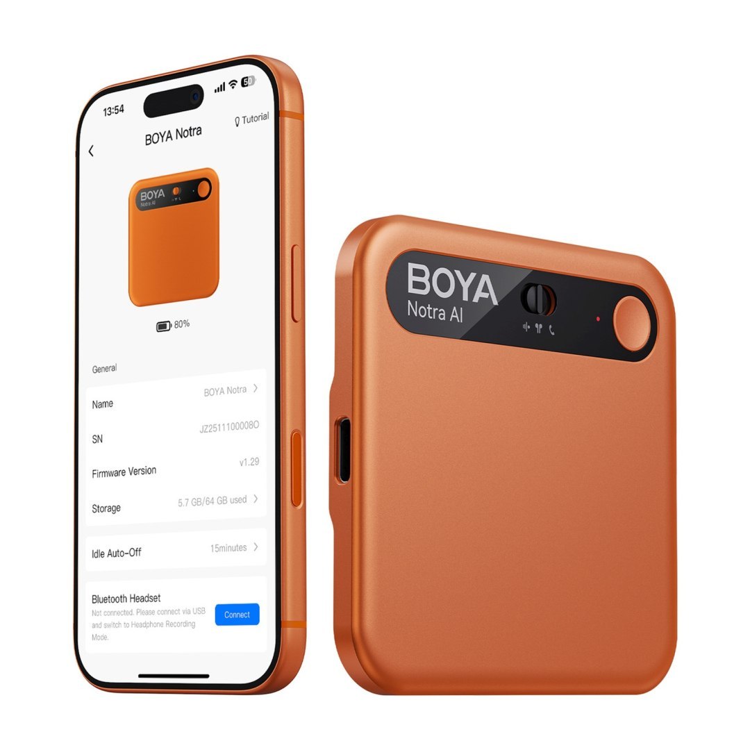 Rejestrator głosu z transkrypcją AI 64GB 610mAh – pomarańczowy