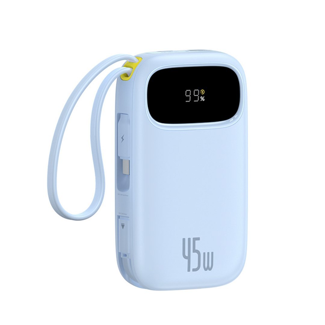 Powerbank 20000mAh 45W z wyświetlaczem kablami USB-C Lightning EnerFill FC31 – niebieski