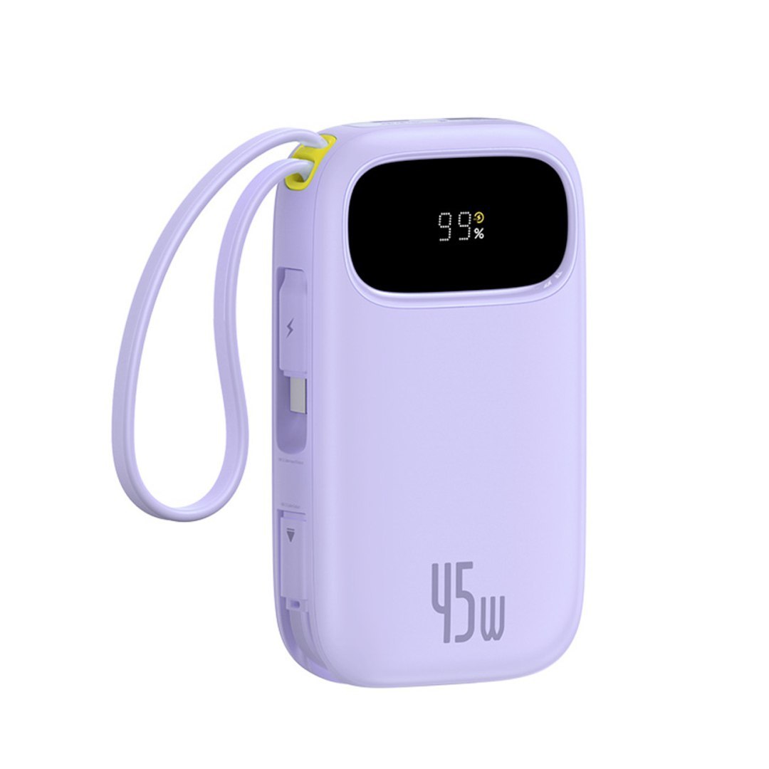 Powerbank 20000mAh 45W z wyświetlaczem kablami USB-C Lightning EnerFill FC31 – fioletowy