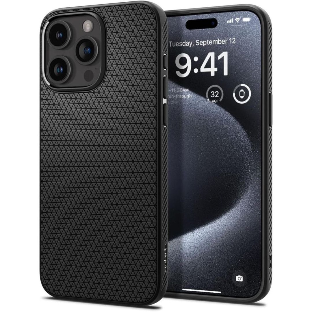 Etui pokrowiec na iPhone 15 Pro Liquid Air – czarny mat