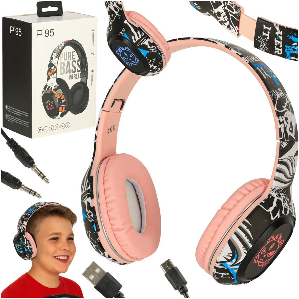 Słuchawki bezprzewodowe nauszne Bluetooth RGB Gaming Sport 200mAh różowe Słuchawki bezprzewodowe nauszne Bluetooth RGB Gaming Sport 200mAh różowe