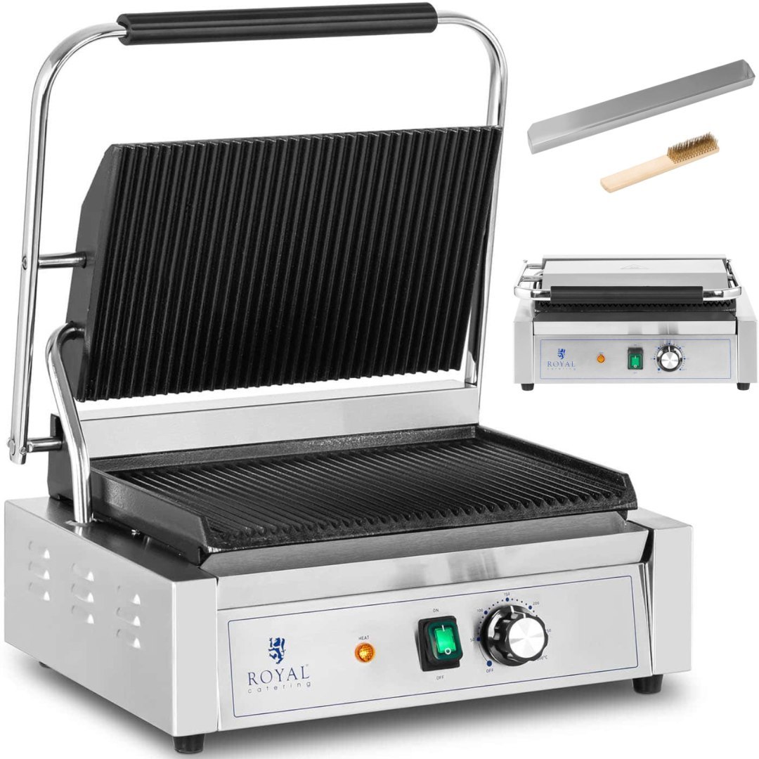 Grill kontaktowy elektryczny ryflowany 33 x 22 cm 2200 W Grill kontaktowy elektryczny ryflowany 33 x 22 cm 2200 W