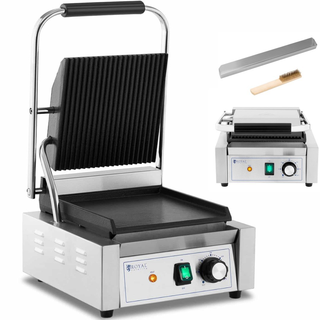 Grill kontaktowy elektryczny płyta gładka i ryflowana 23 x 22 cm 1800 W Grill kontaktowy elektryczny płyta gładka i ryflowana 23 x 22 cm 1800 W