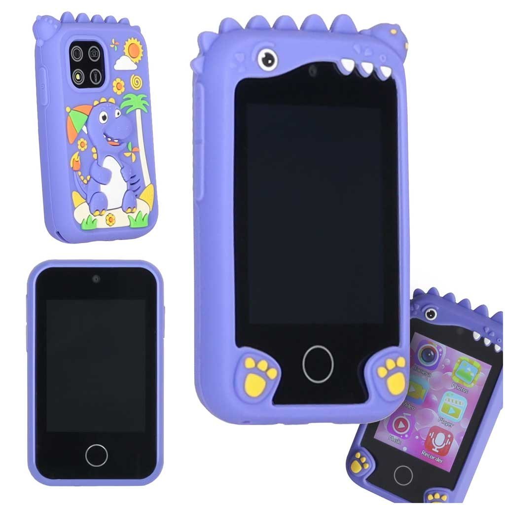 Telefon smartfon dla dzieci aparat kamera karta 8GB niebieski dinozaur Telefon smartfon dla dzieci aparat kamera karta 8GB niebieski dinozaur