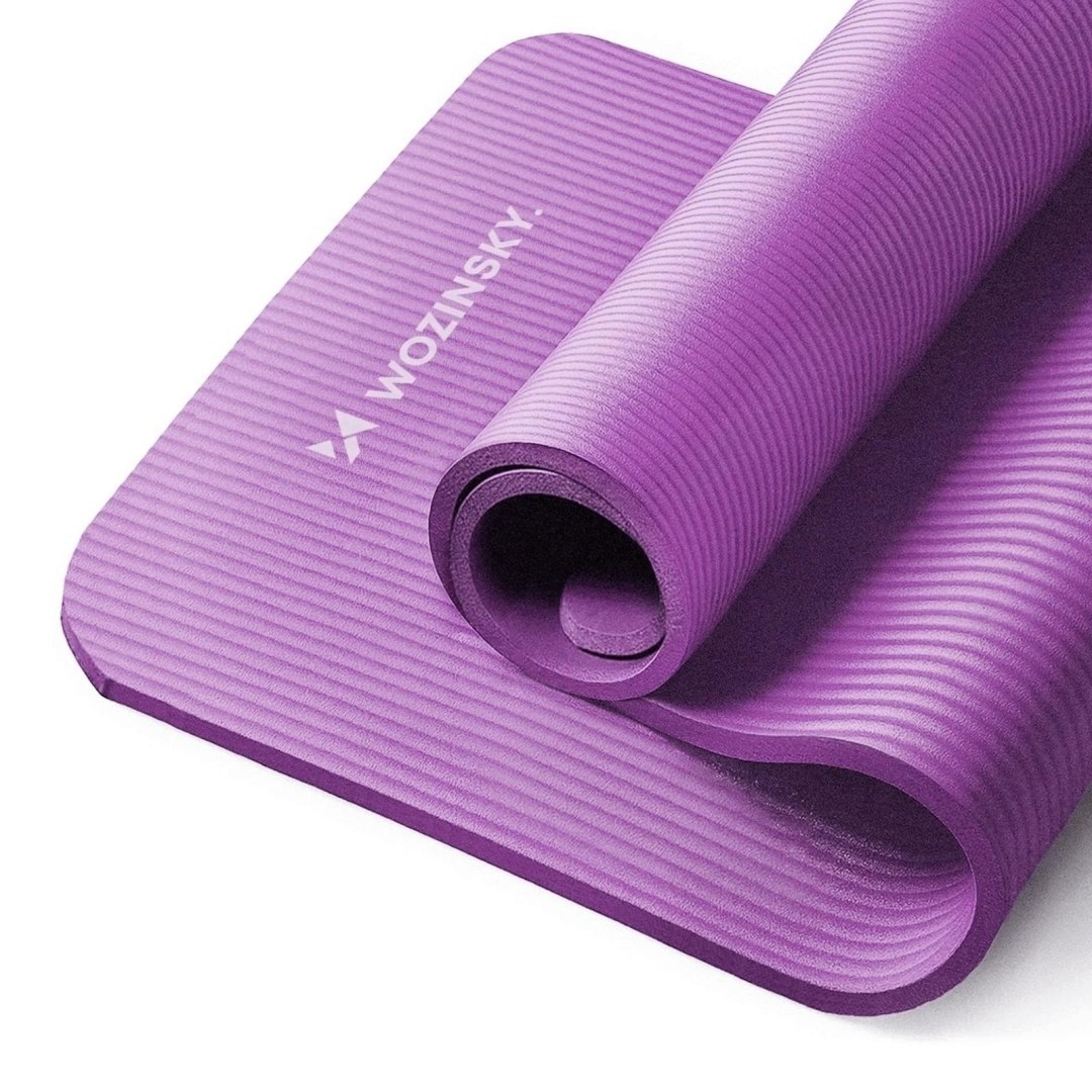 Mata gimnastyczna do ćwiczeń fitness jogi gruba 183 x 61 x 1.5 cm – fioletowa